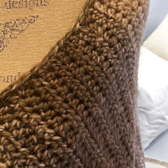 Vintage brown/ashbrown/creamy white poncho/shrug 75%acrylic/25%wool Soft & Warm - Picture 9 of 17
